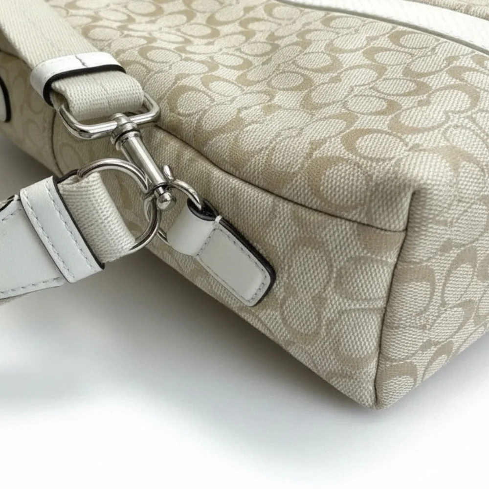 Coach Cream Signature Crossbody Snake Embossed Leather Bag